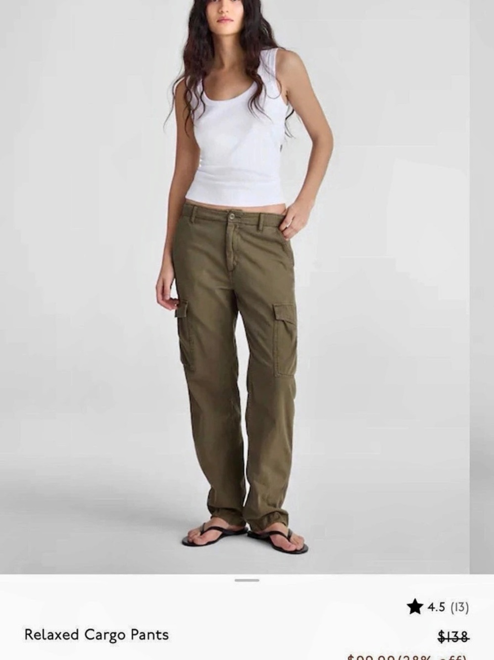 Madewell Relaxed Cargo Pants Wide Leg Green Waist 28